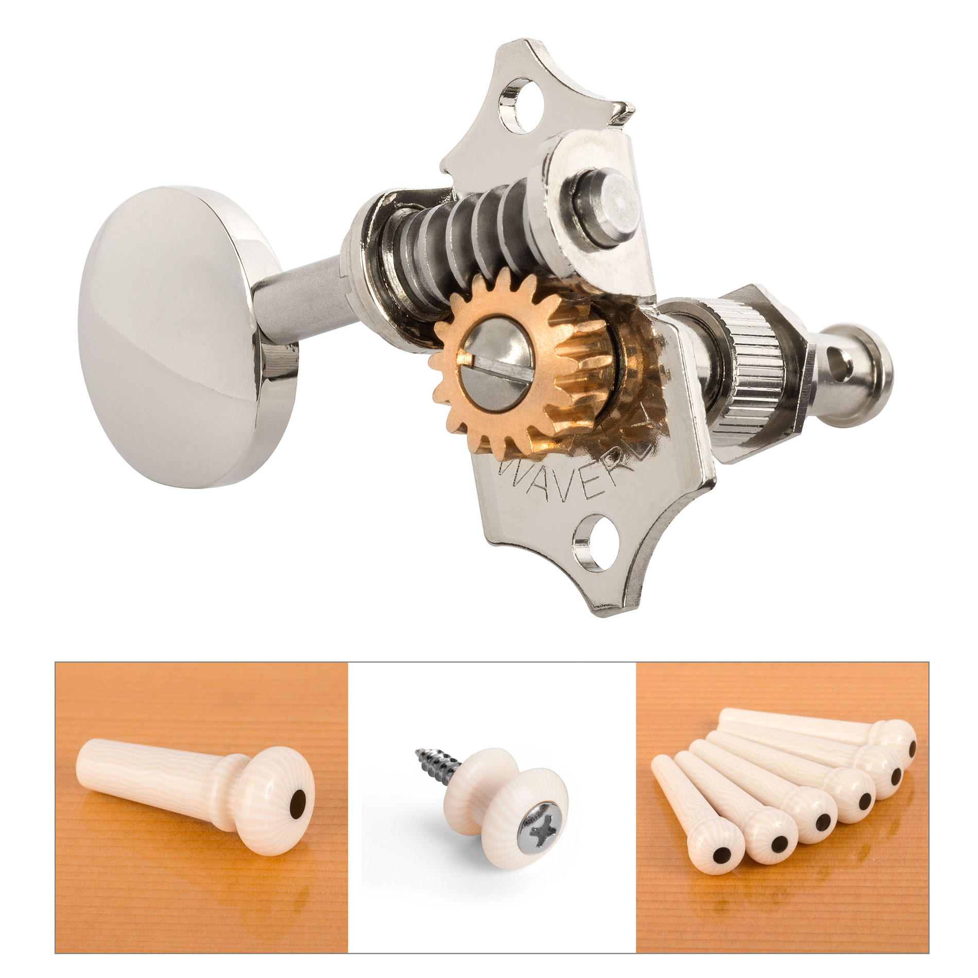 Waverly Oval Knob Anniversary Collection with Ivoroid Pins and Buttons, Nickel Set