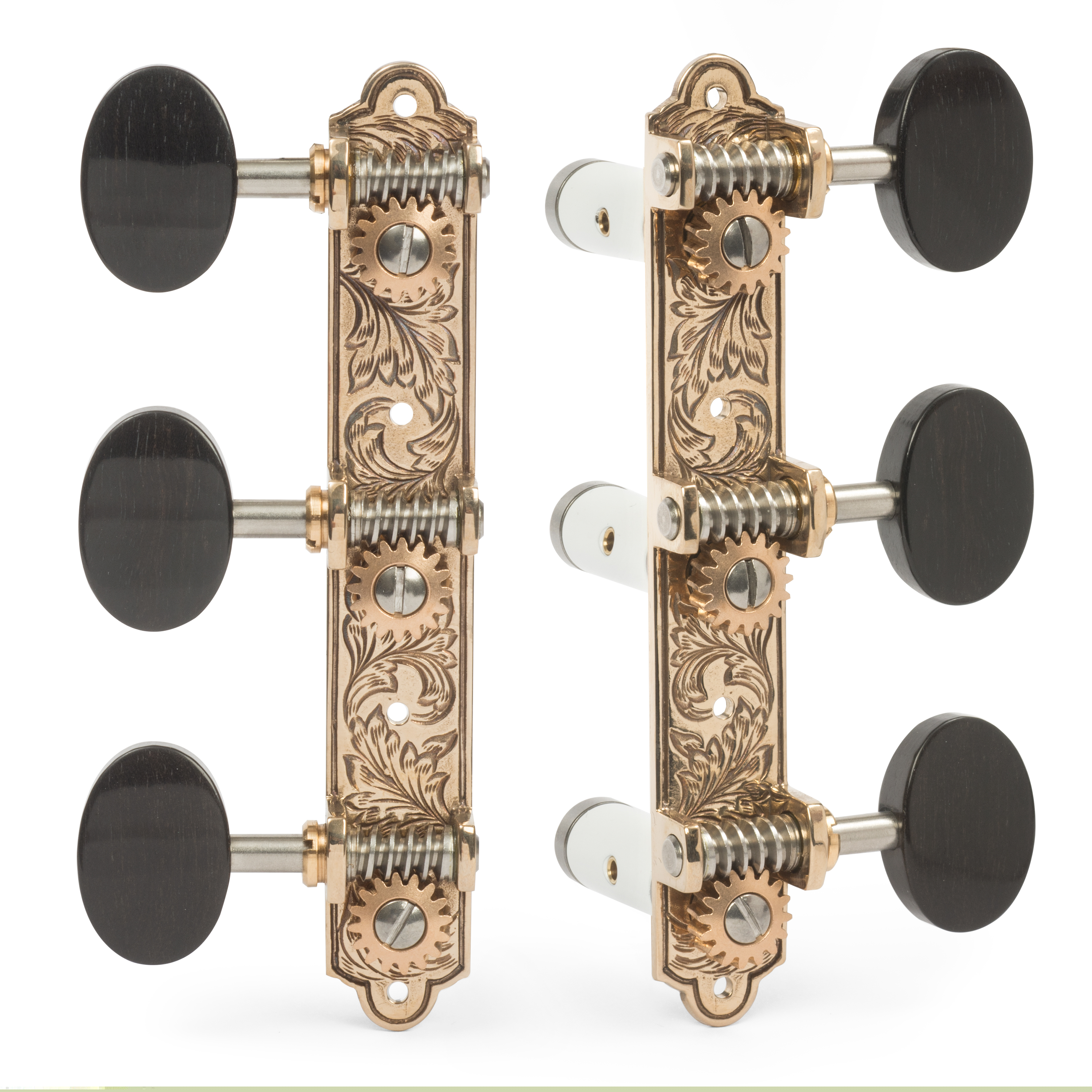 Sloane Classical Machines with Leaf Bronze Baseplates, Ebony knobs